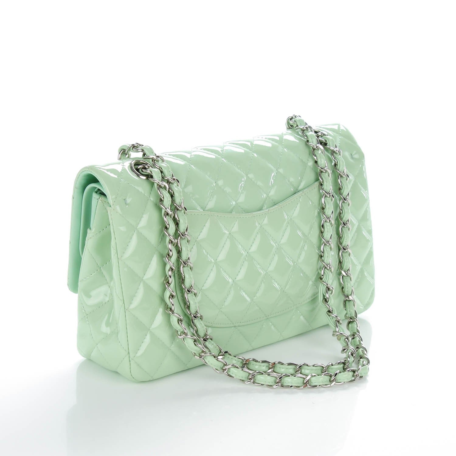 Chanel Patent Calfskin Quilted Medium Double Flap Light Green 3 of 8