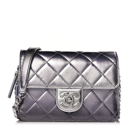 Chanel Metallic Lambskin Like A Wallet Flap Silvery Black 1 of 9