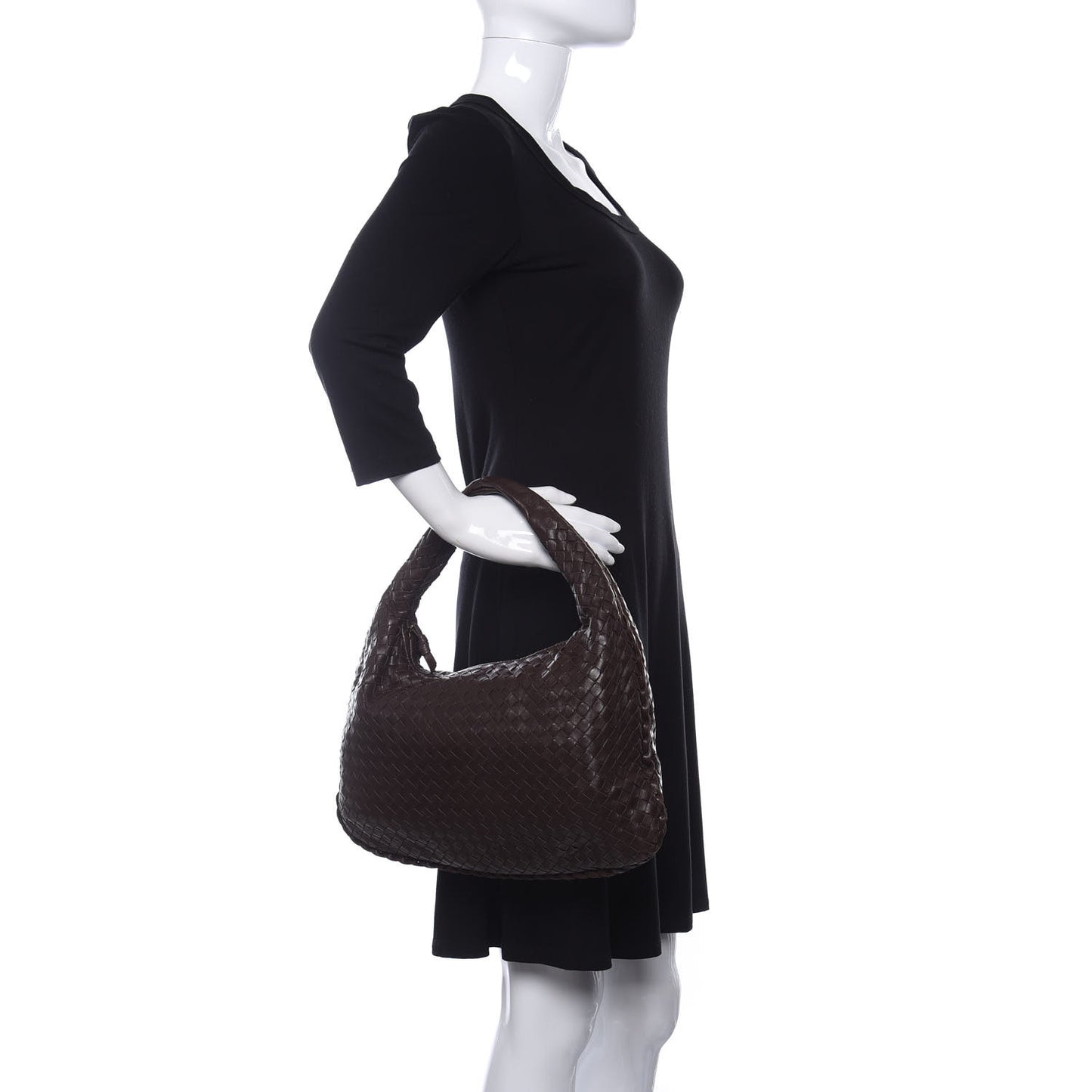 Nappa Intrecciato Medium Veneta Hobo Ebano