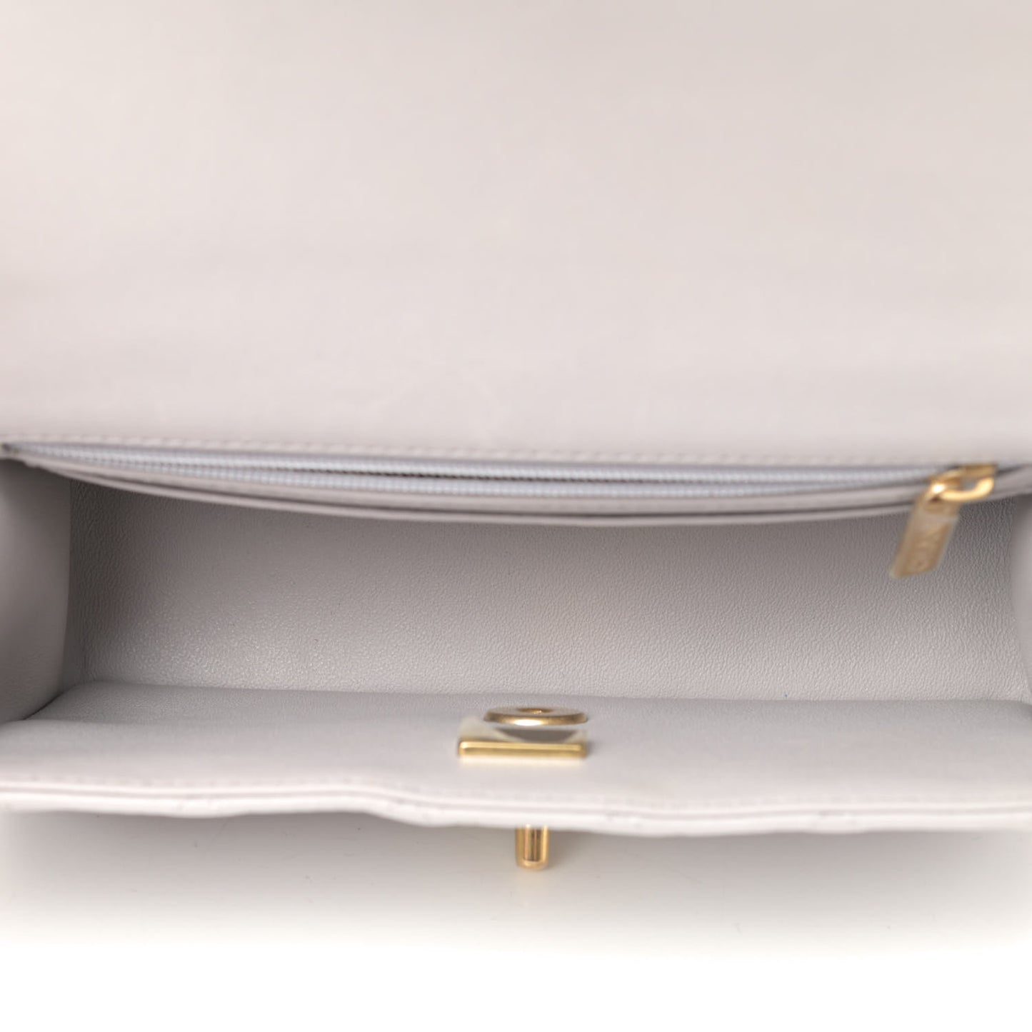 Lambskin Quilted Mini Top Handle Rectangular Flap Grey