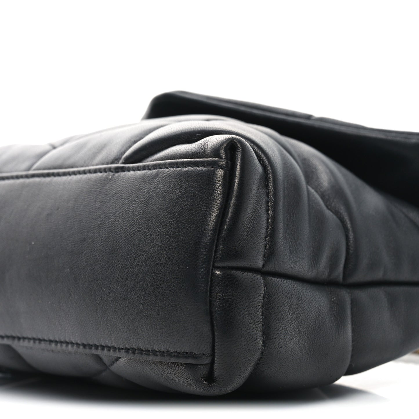 Lambskin Quilted Toy Loulou Puffer Monogram Chain Satchel Black