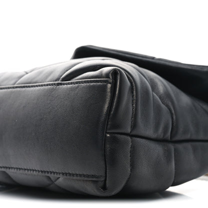 Saint Laurent Lambskin Quilted Toy Loulou Puffer Monogram Chain Satchel Black 10 of 11