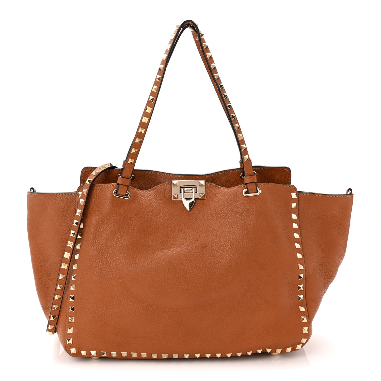 Valentino Garavani Pebbled Calfskin Medium Rockstud Tote Light Cuir 1 of 11