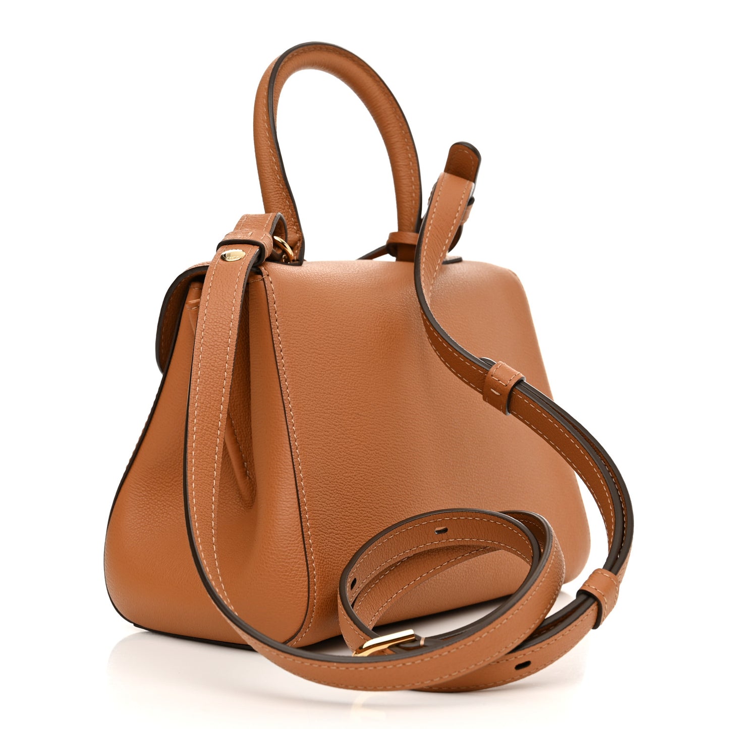 Grained Calfskin Mini Brillant Satchel Natural