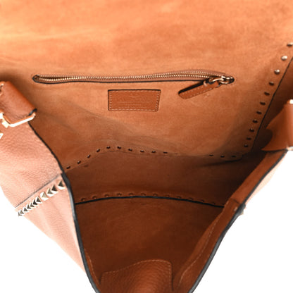Valentino Garavani Pebbled Calfskin Rockstud Flip Lock Flap Messenger Satchel Light Cuir 5 of 10