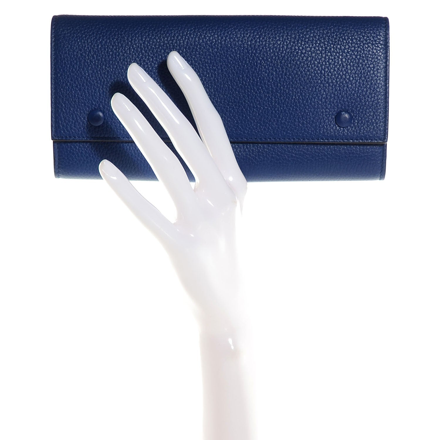 Celine Drummed Calfskin Large Flap Multifunction Wallet Indigo 2 of 9