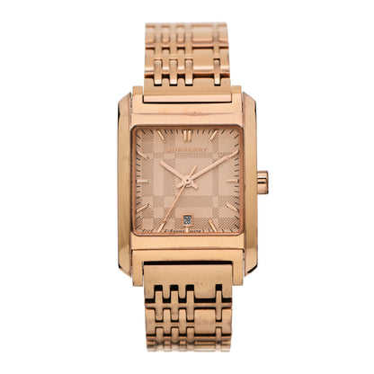 Burberry Stainless Steel 25mm Nova Check Quartz Watch Rose BU1578 1 of 7