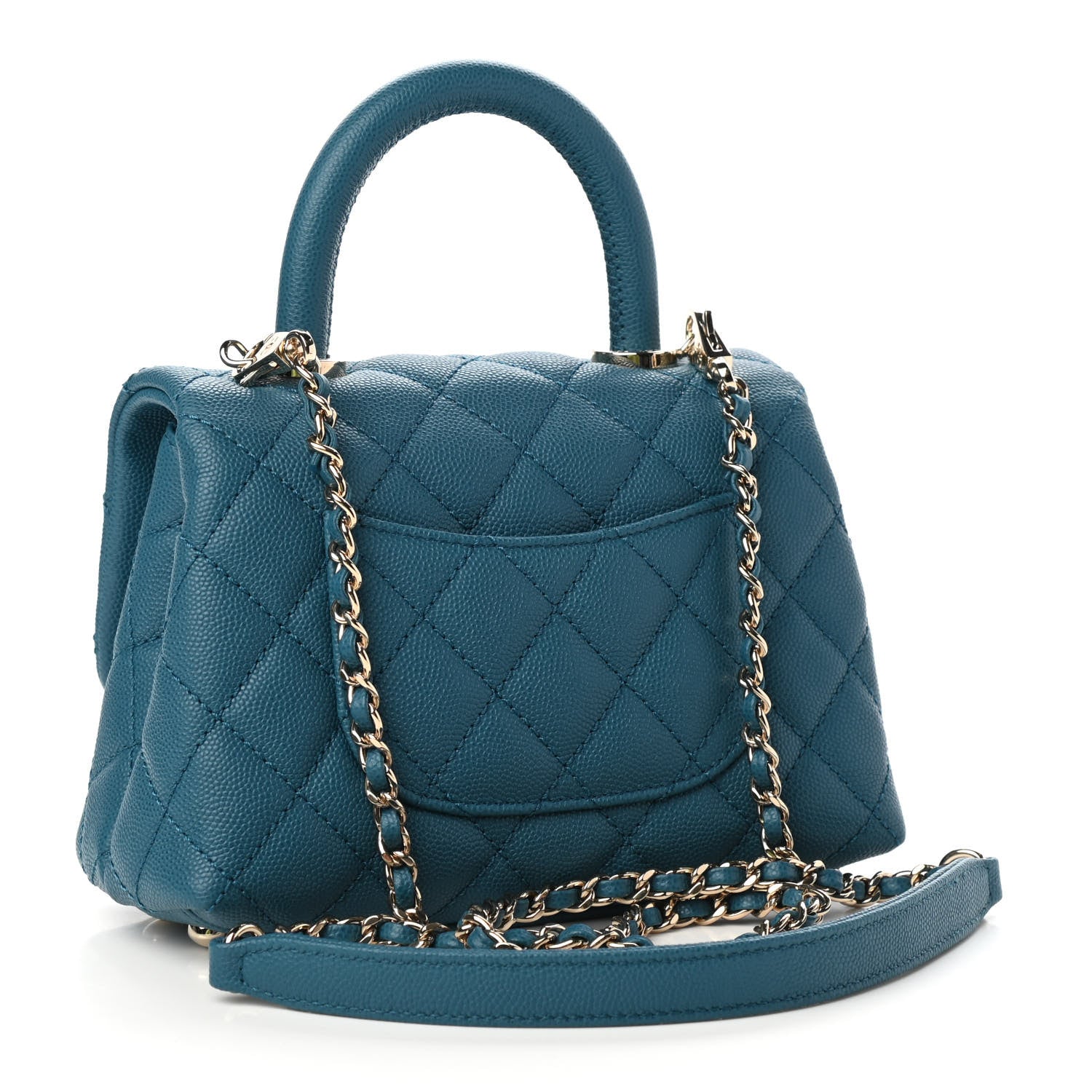 Chanel Caviar Quilted Extra Mini Coco Handle Flap Dark Turquoise 3 of 11