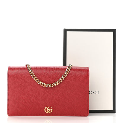 Gucci Dollar Calfskin Mini GG Marmont Chain Wallet Hibiscus Red 11 of 11