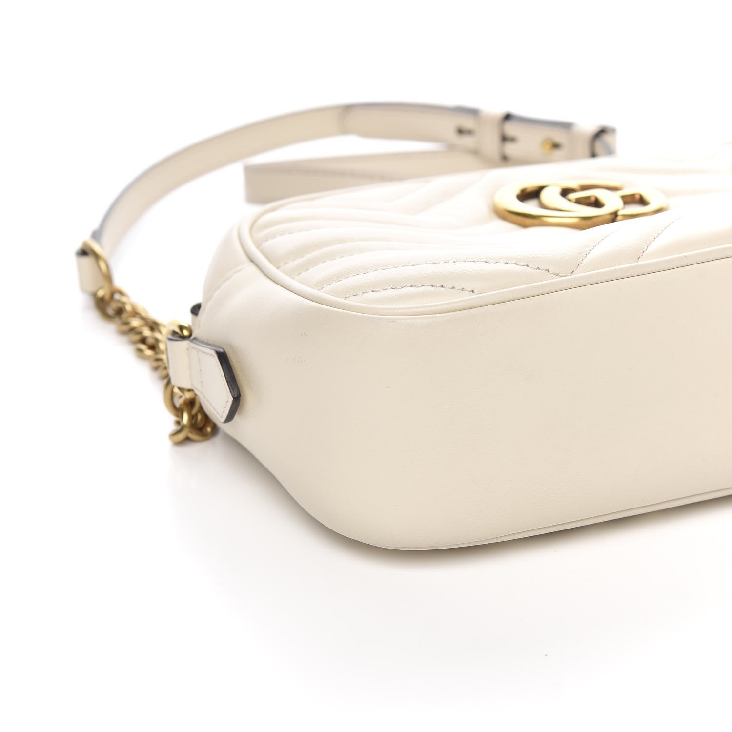Gucci Calfskin Matelasse Small GG Marmont Chain Shoulder Bag White 7 of 10