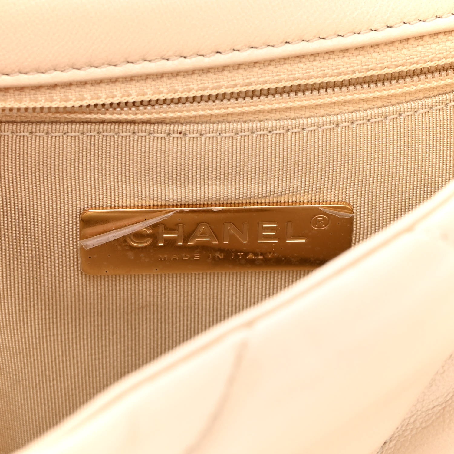 Chanel Shiny Goatskin Quilted Medium Chanel 19 Flap Beige 6 of 9