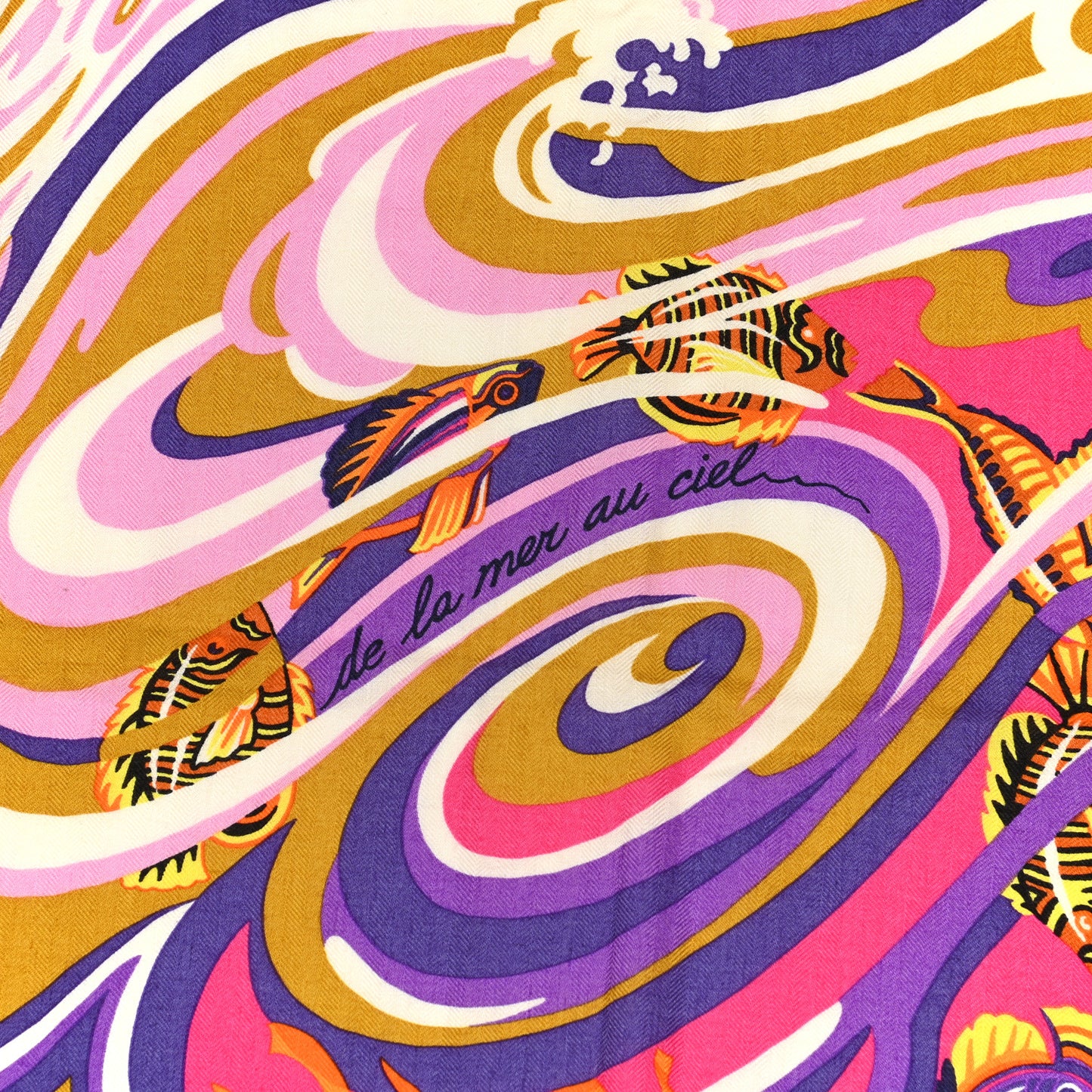 Cashmere Silk De La Mer Au Ciel Shawl 140 Violet Orange Vert