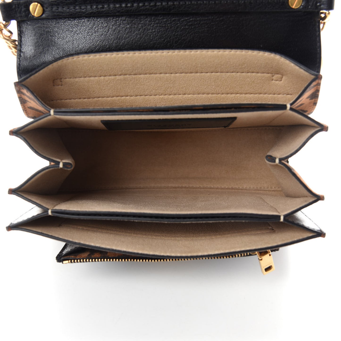 Calfskin Suede Leopard Print Small GV3 Shoulder Bag Black Chestnut
