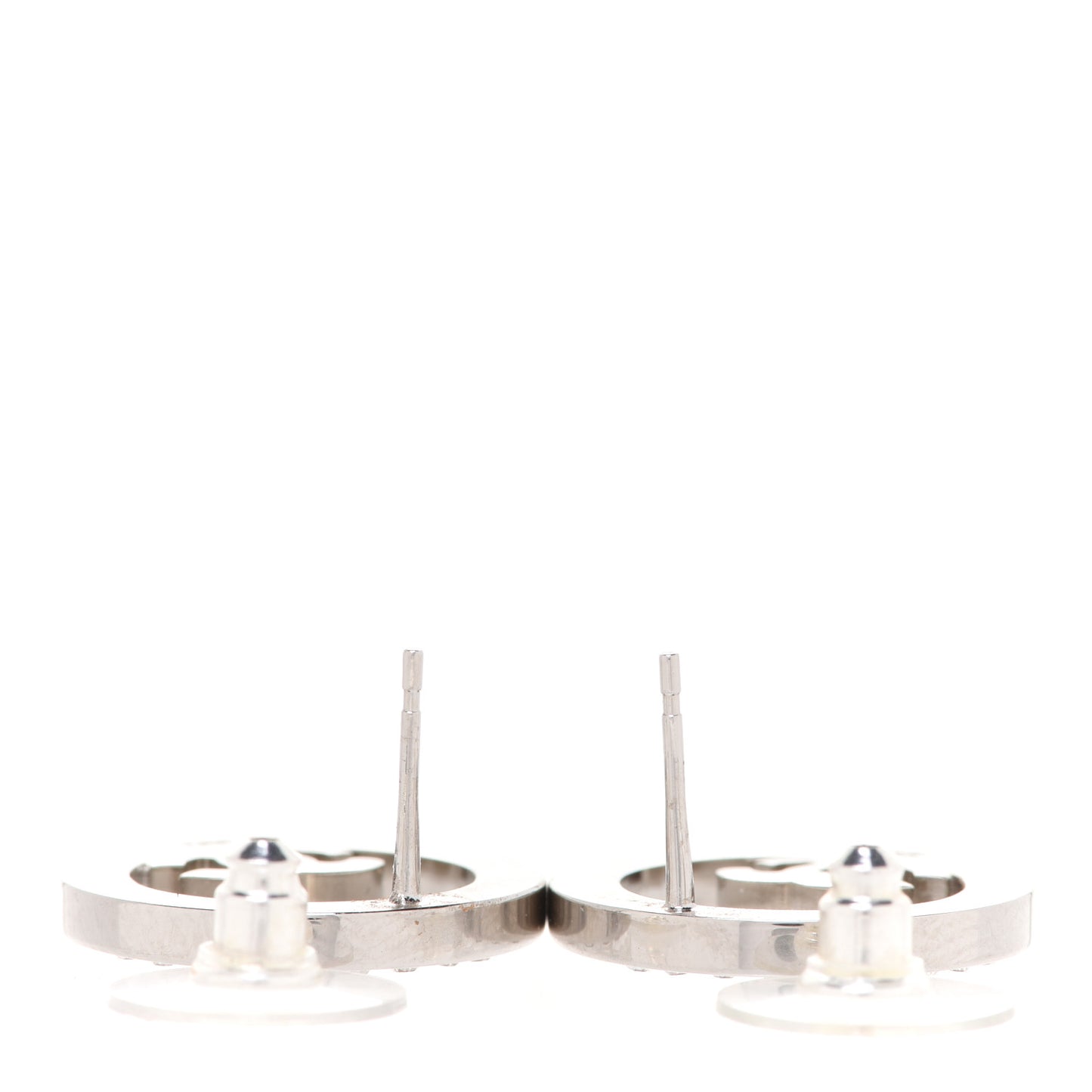 Crystal CC Round Earrings Silver