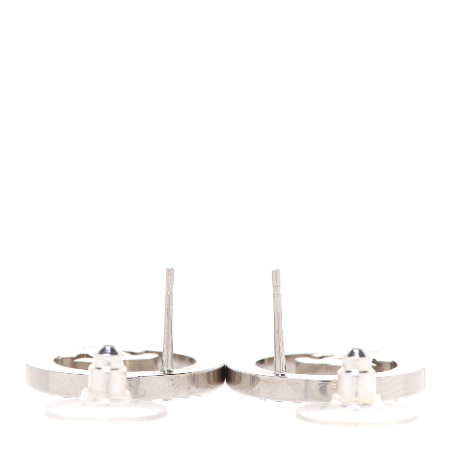 Chanel Crystal CC Round Earrings Silver 3 of 5