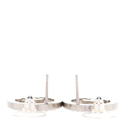 Chanel Crystal CC Round Earrings Silver 3 of 5