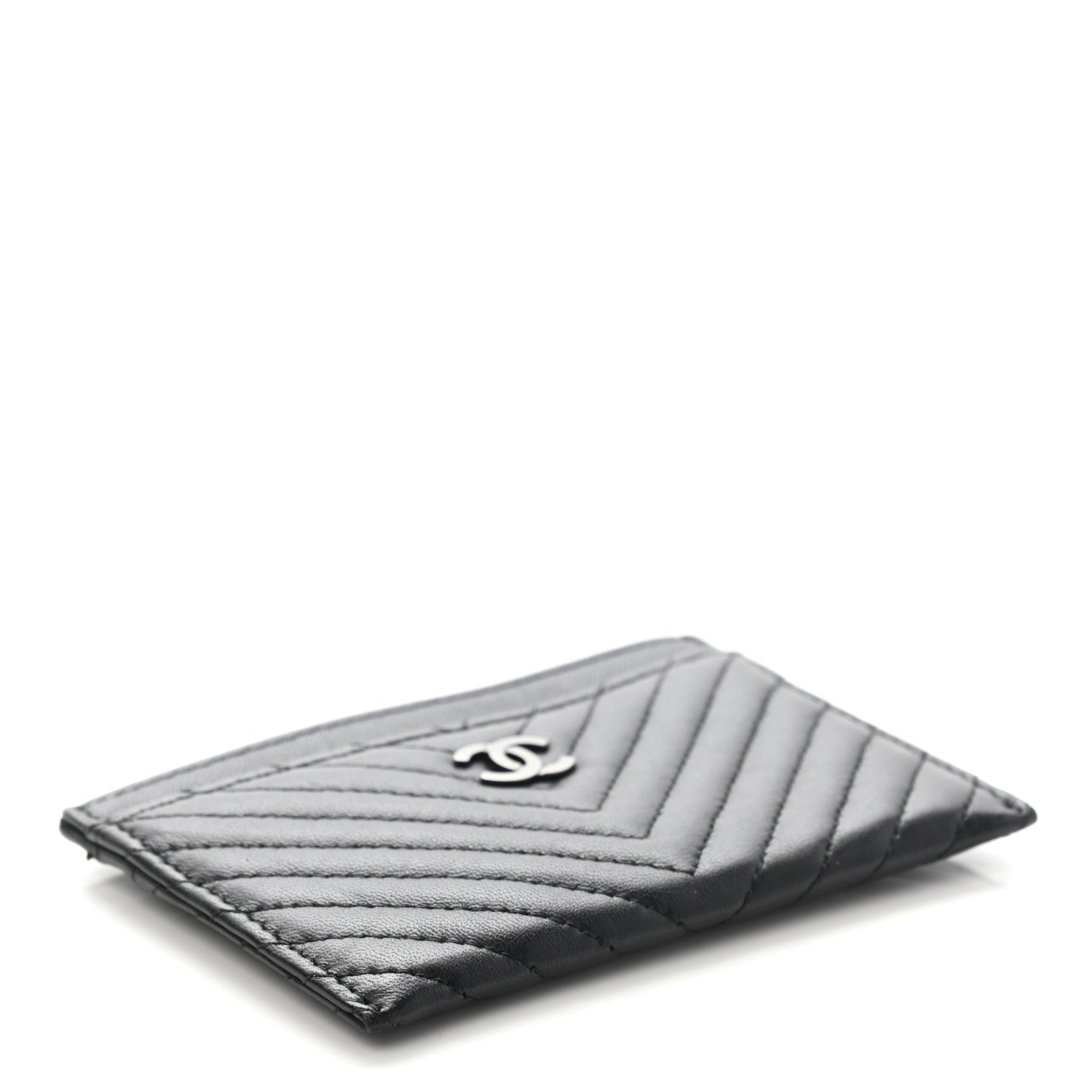 Chanel Lambskin Chevron Quilted Card Holder Black 4 of 8