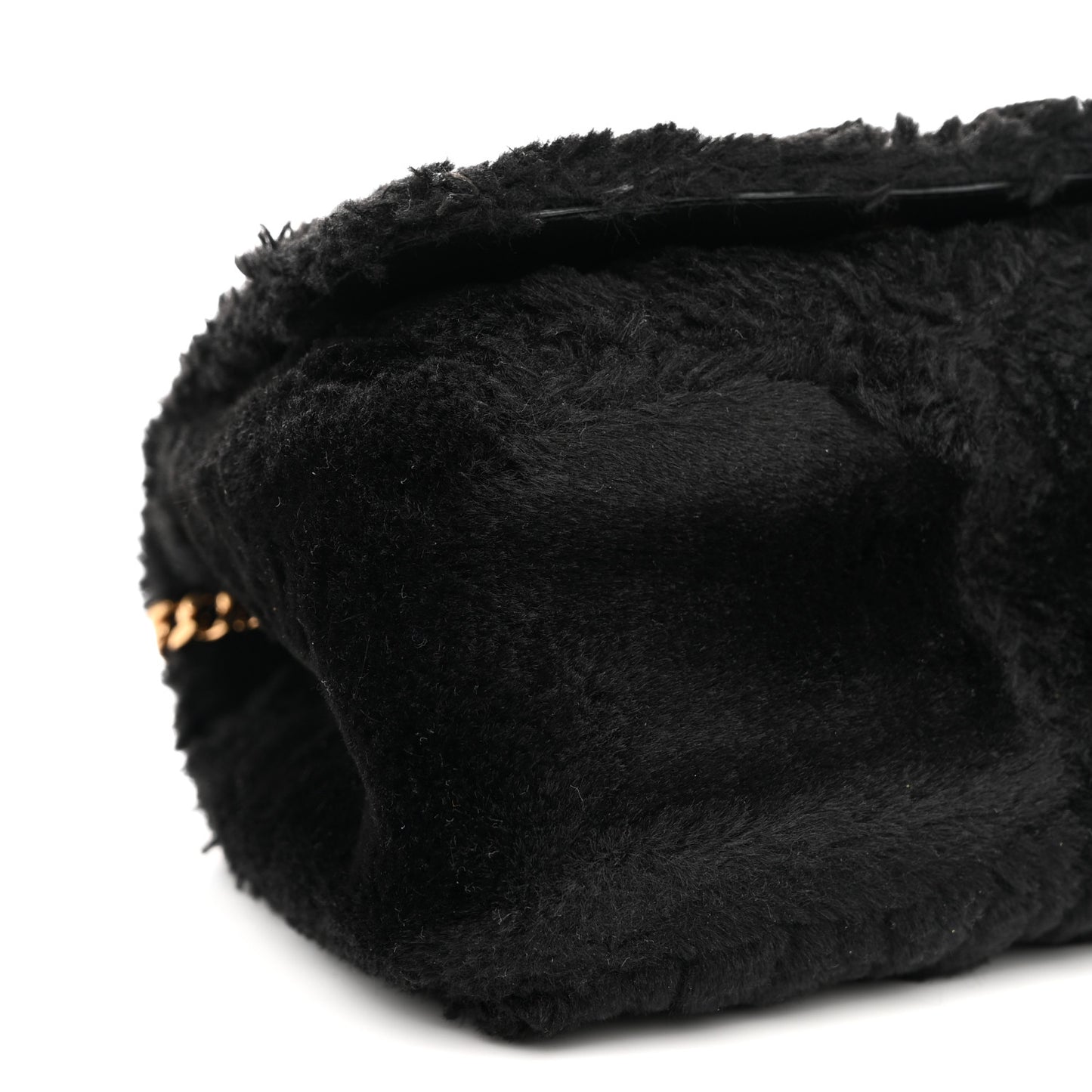 Faux Fur Quilted Virtus Shoulder Bag Black