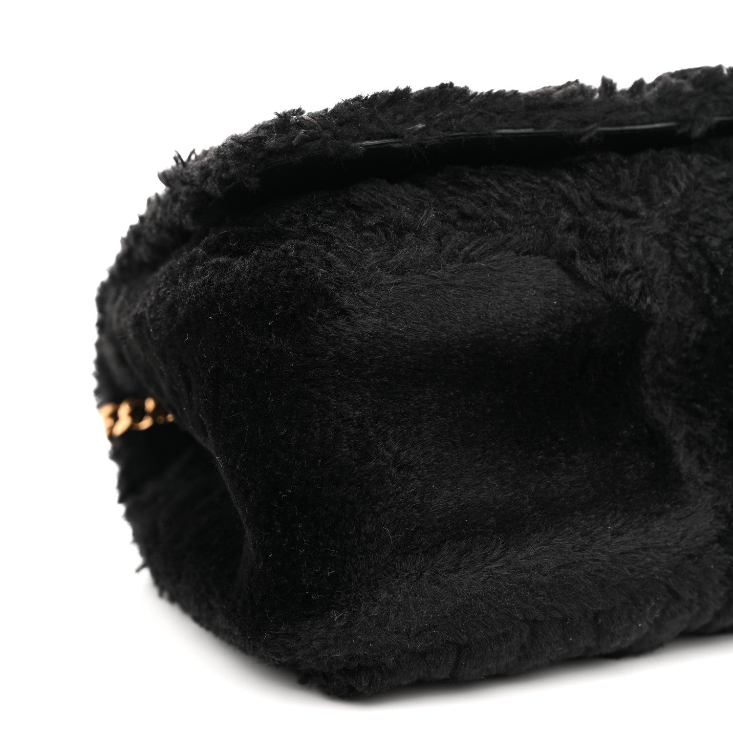 Versace Faux Fur Quilted Virtus Shoulder Bag Black 7 of 8