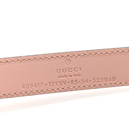 Gucci Azalea Calfskin Enamel Monochrome Double G 20mm Belt 85 34 Perfect Pink 5 of 9