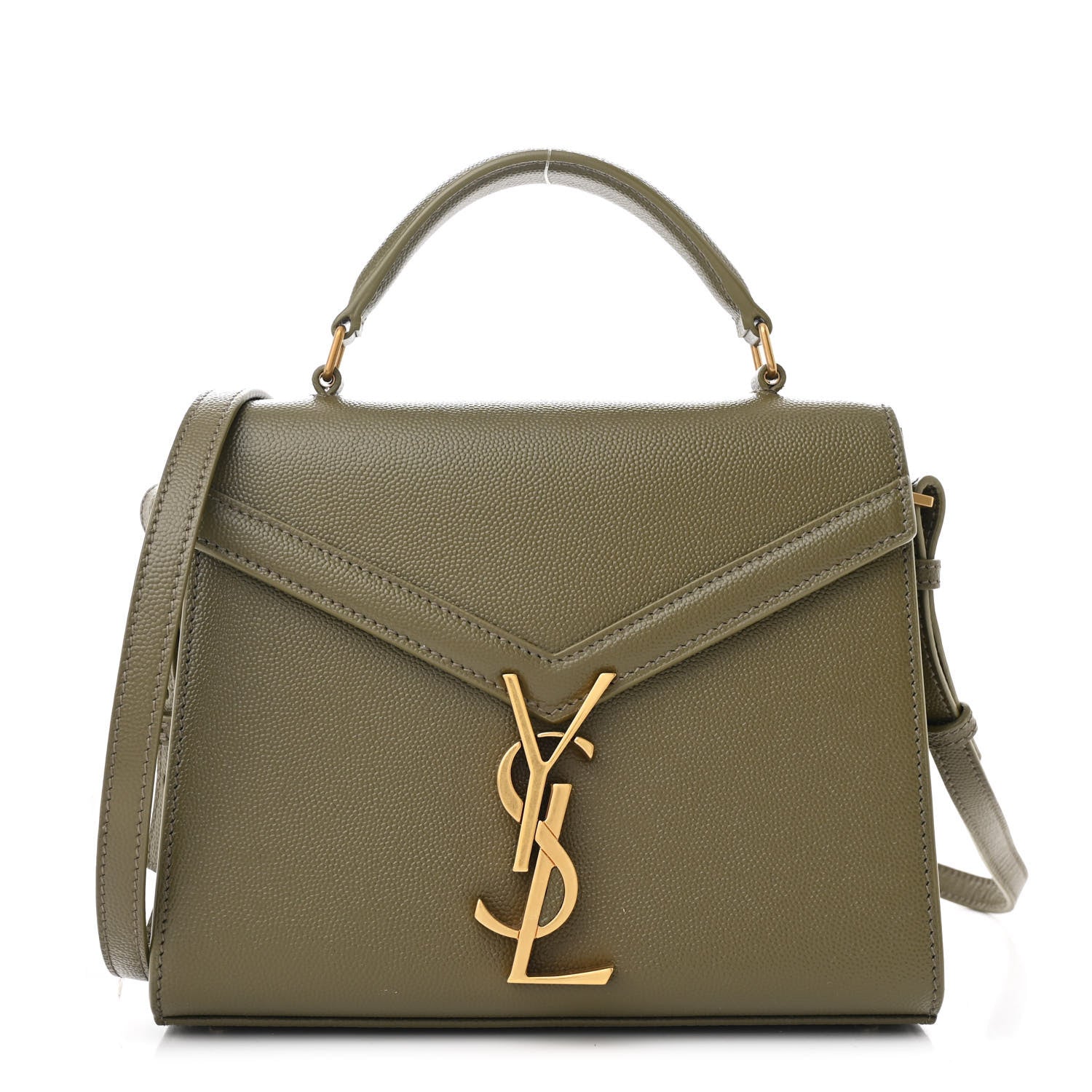 Saint Laurent Grain de Poudre Mini Classic Monogram Cassandra Top Handle Olive 1 of 11