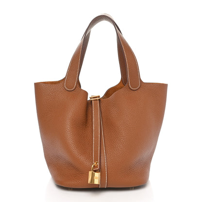 Hermes Taurillon Clemence Picotin Lock 22 MM Gold 1 of 8