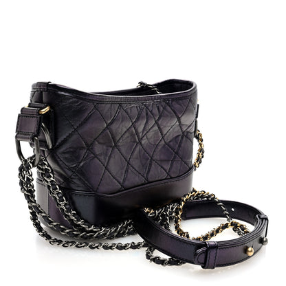 Chanel Iridescent Aged Calfskin Quilted Small Gabrielle Hobo Black 3 of 10