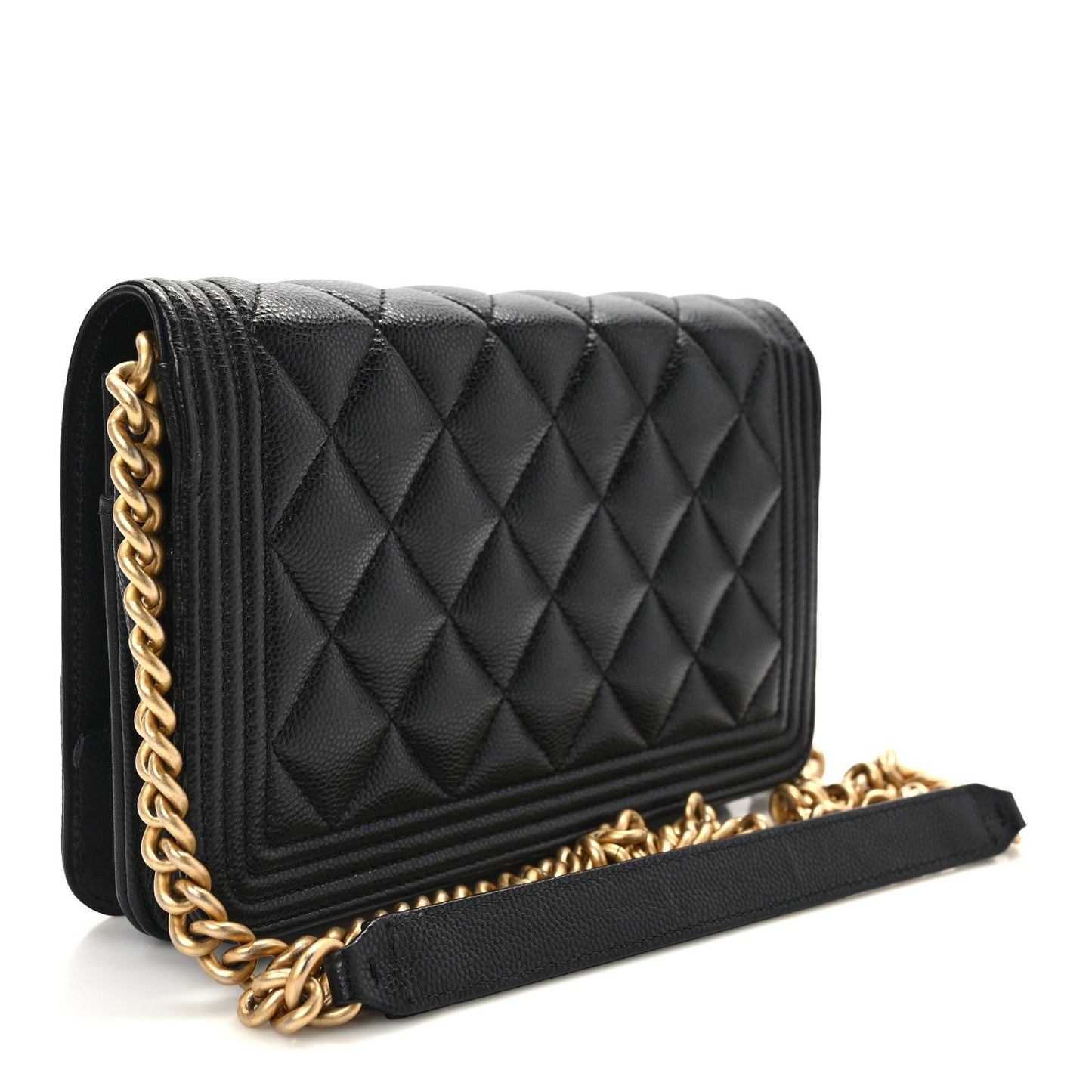 Caviar Quilted Boy Wallet On Chain WOC Black