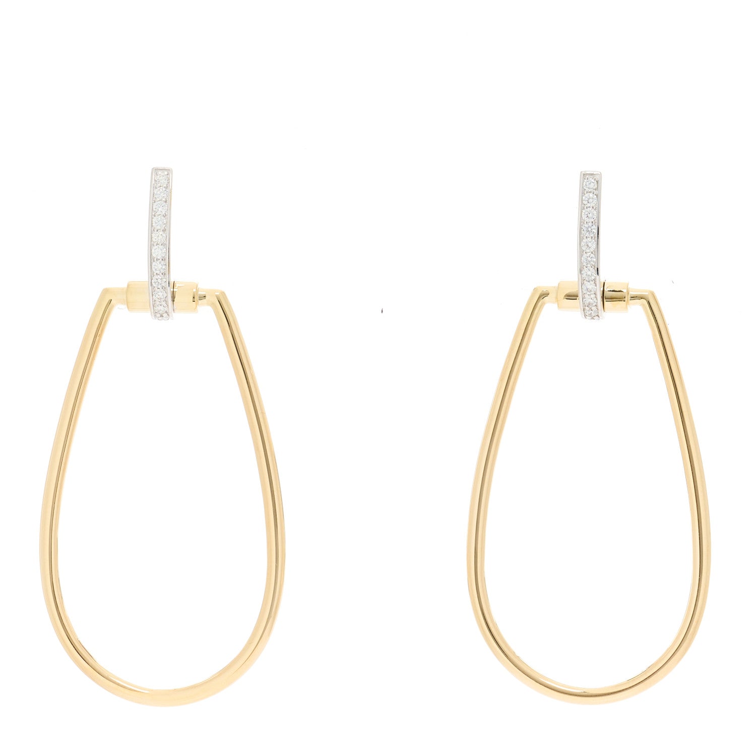 Roberto Coin 18K Yellow White Gold Diamond Classica Parisenne Drop Earrings 1 of 5