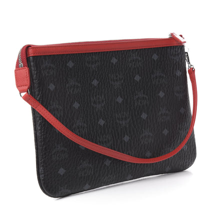 MCM Visetos Leopard Print Pochette Black Red 3 of 10