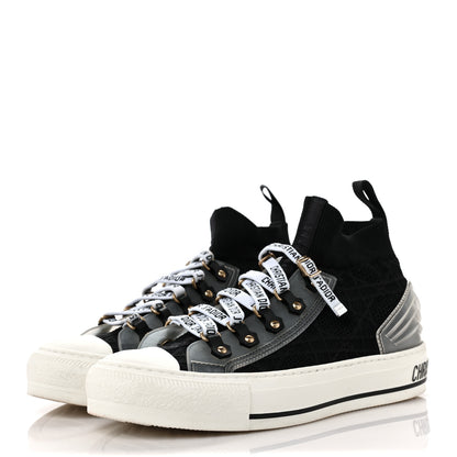 Christian Dior Technical Knit Calfskin Womens Walk'N'Dior High Top Sneakers 36 Black 3 of 10