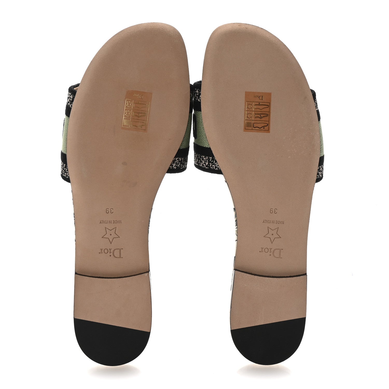 Christian Dior Canvas Embroidered Butterfly Dway Mules Slide Sandals 39 Green 6 of 10