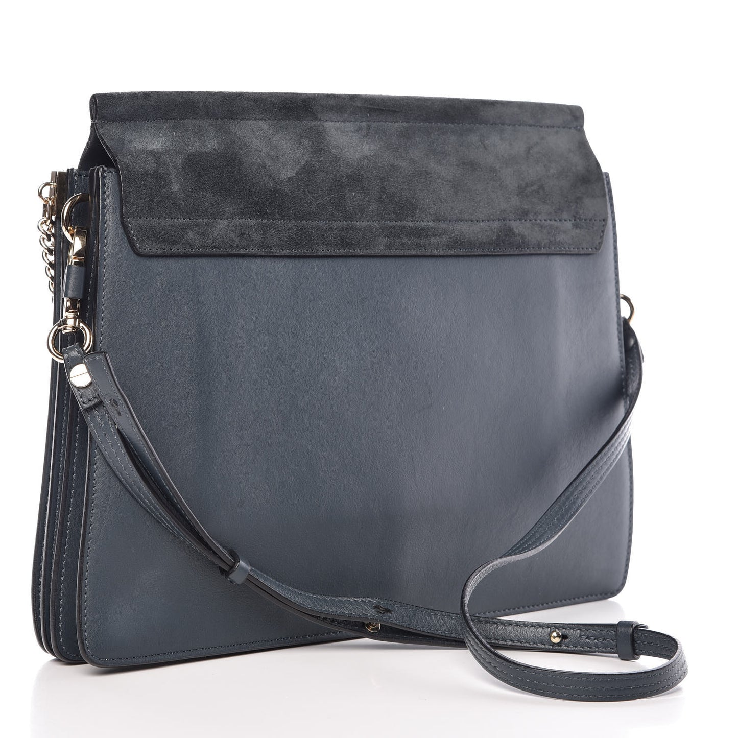 Suede Calfskin Medium Faye Shoulder Bag Silver Blue
