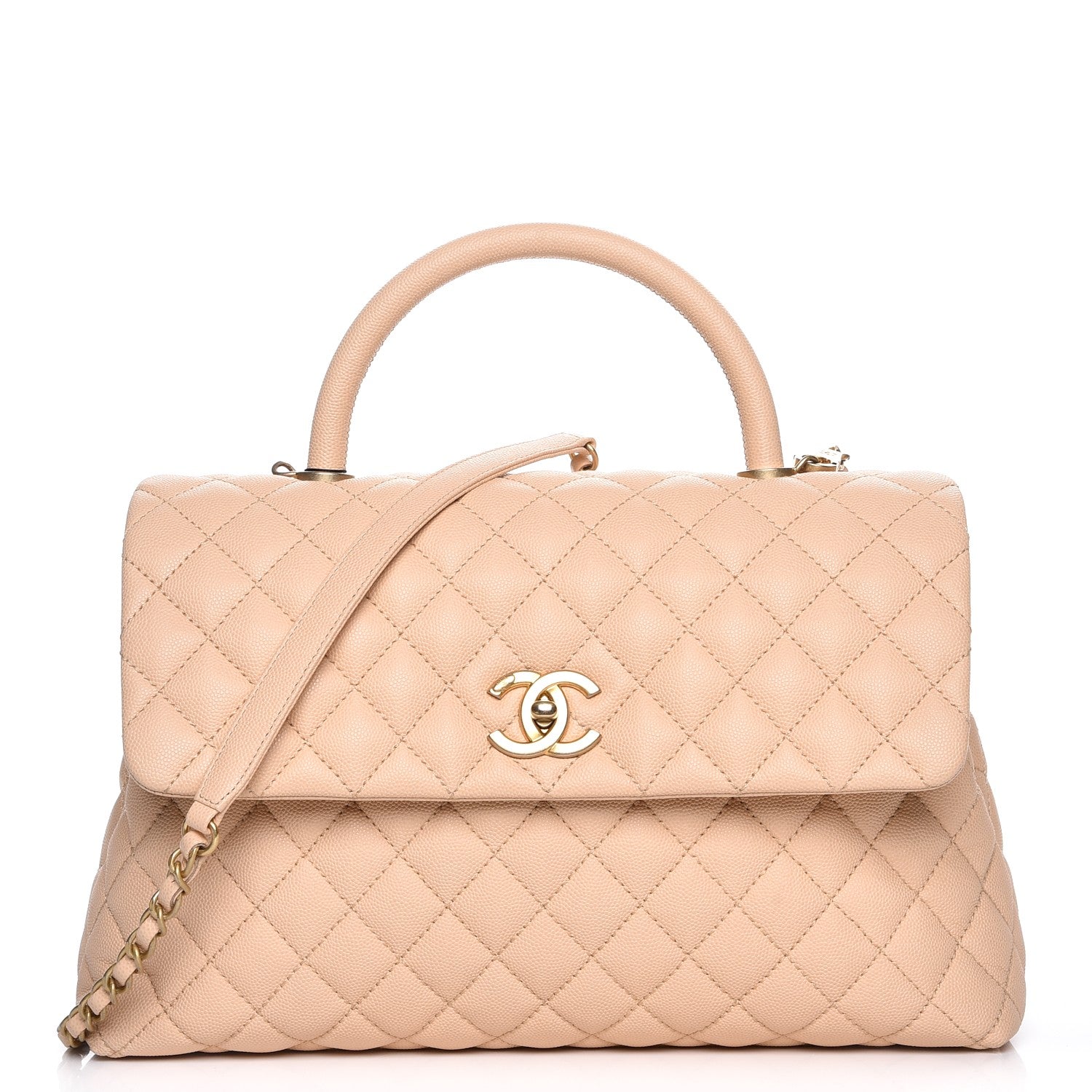 Chanel Caviar Quilted Medium Coco Handle Flap Light Beige 1 of 10