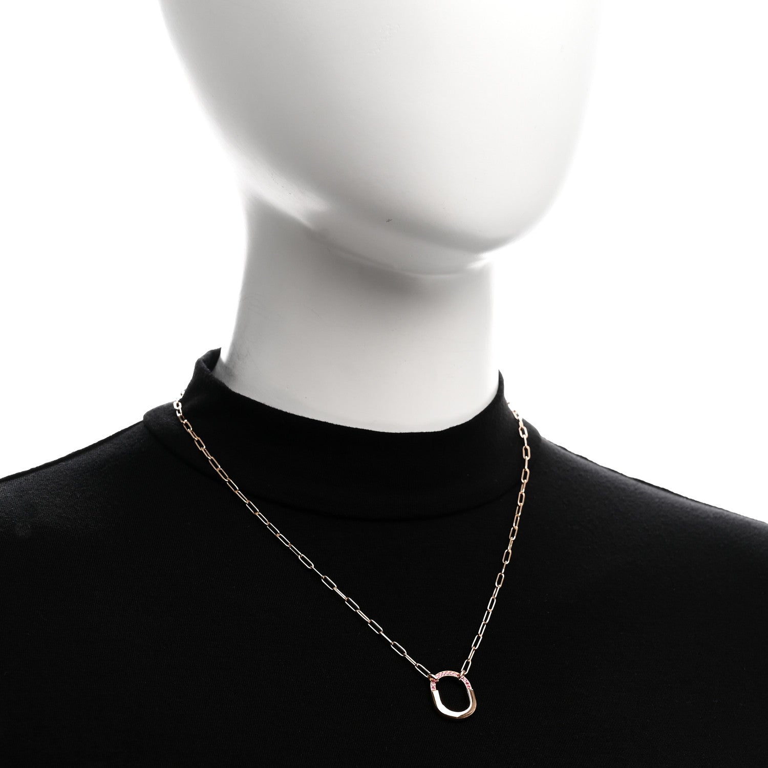 Tiffany 18K Rose Gold Pink Sapphire Small Lock Pendant Necklace 2 of 6