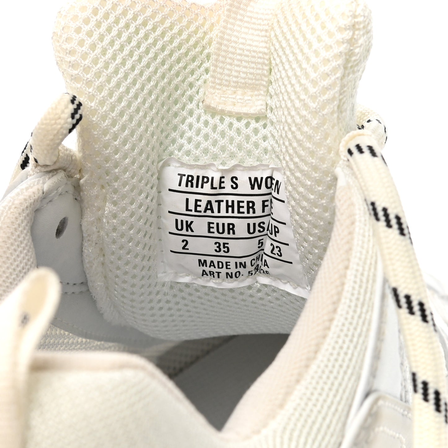 Fabric Mesh Womens Triple S Sneakers 35 White