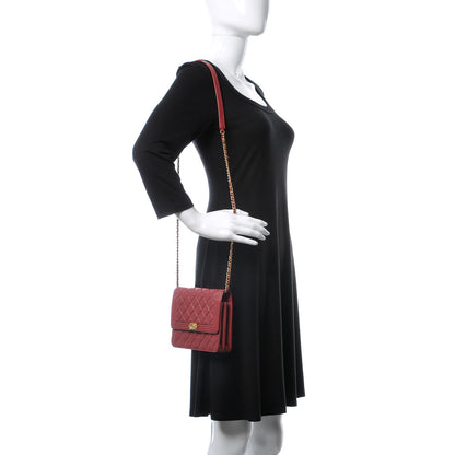 Chanel Caviar Quilted Boy Square Wallet on Chain WOC Burgundy 2 of 11