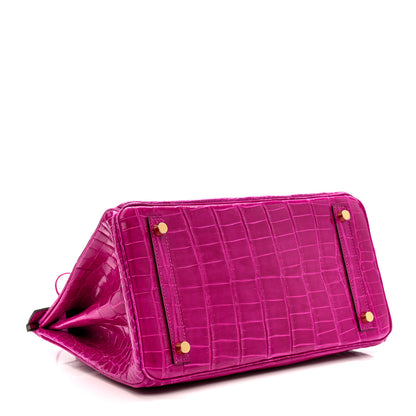 Hermes Shiny Niloticus Crocodile Birkin 30 Rose Scheherazade 4 of 11