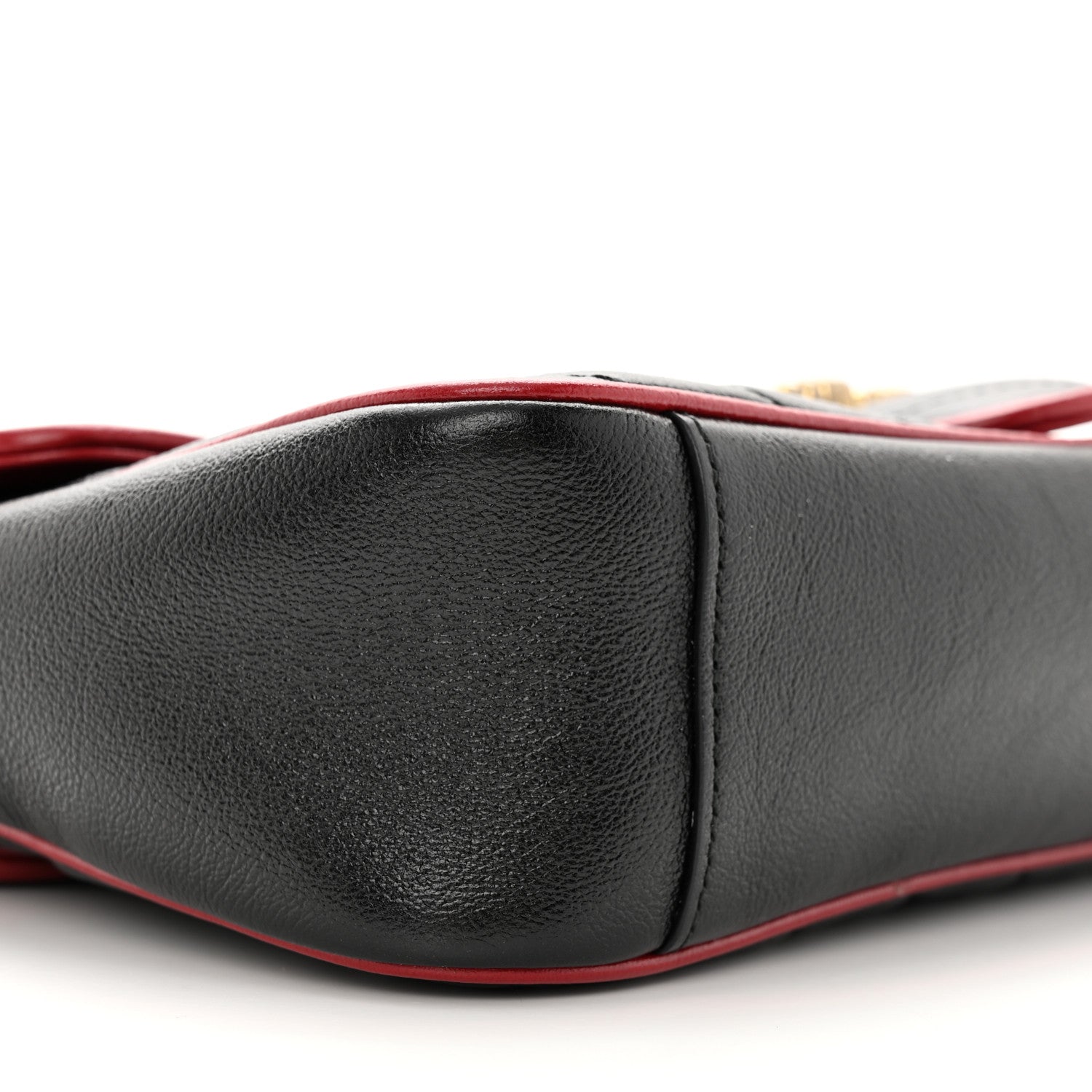 Gucci Vintage Effect Calfskin Matelasse Diagonal Small Torchon GG Marmont Shoulder Bag Black Romantic Cherry 9 of 13