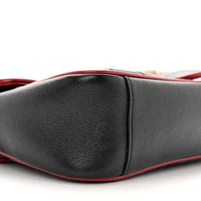 Gucci Vintage Effect Calfskin Matelasse Diagonal Small Torchon GG Marmont Shoulder Bag Black Romantic Cherry 9 of 13