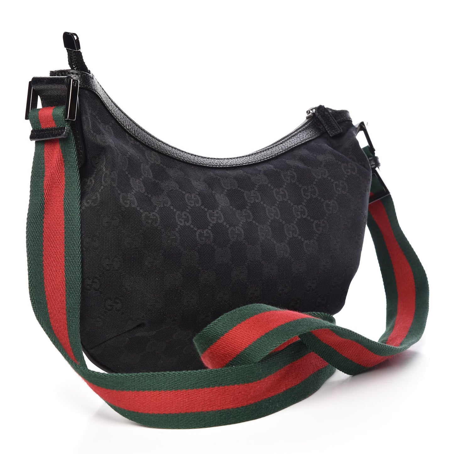 Monogram Web Medium Half Moon Hobo Black