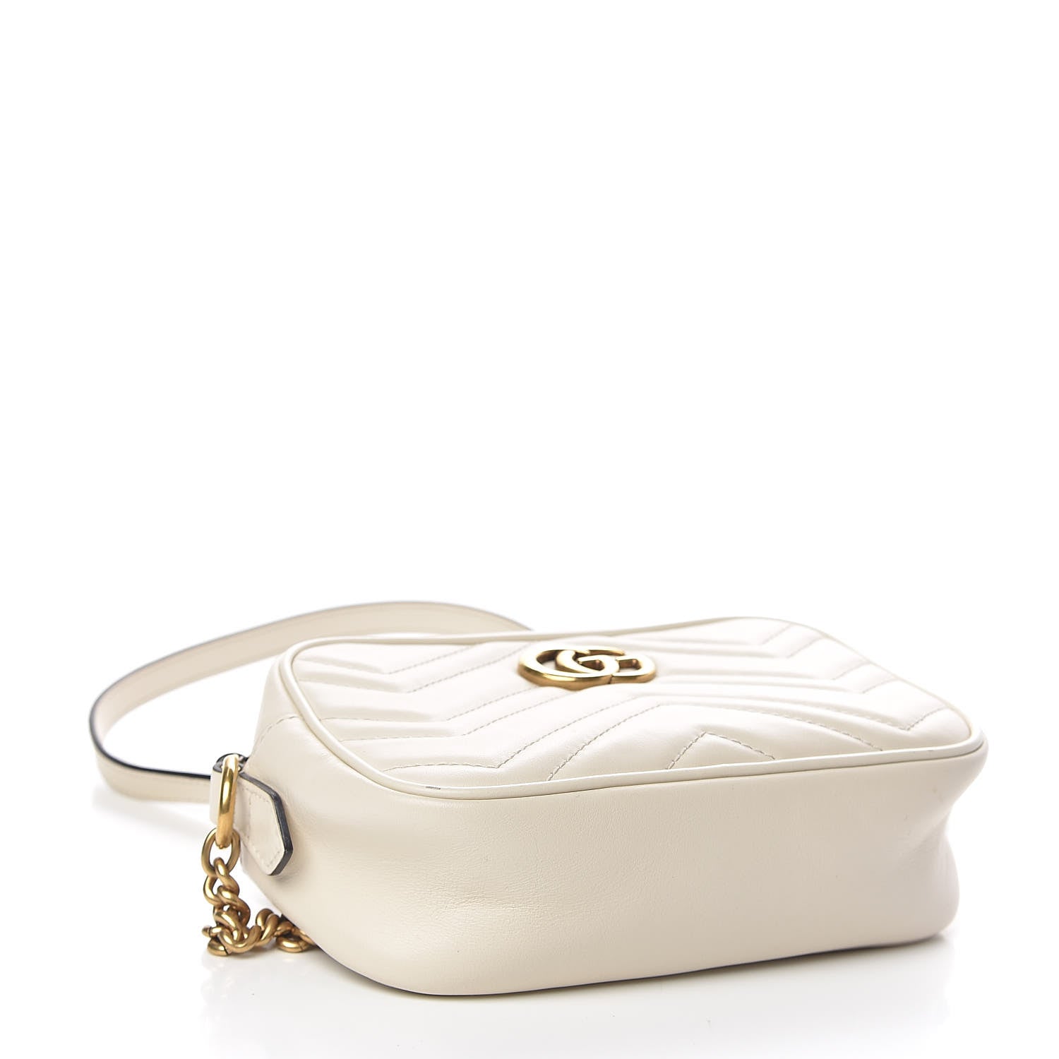 Gucci Calfskin Matelasse Mini GG Marmont Chain Shoulder Bag White 4 of 10