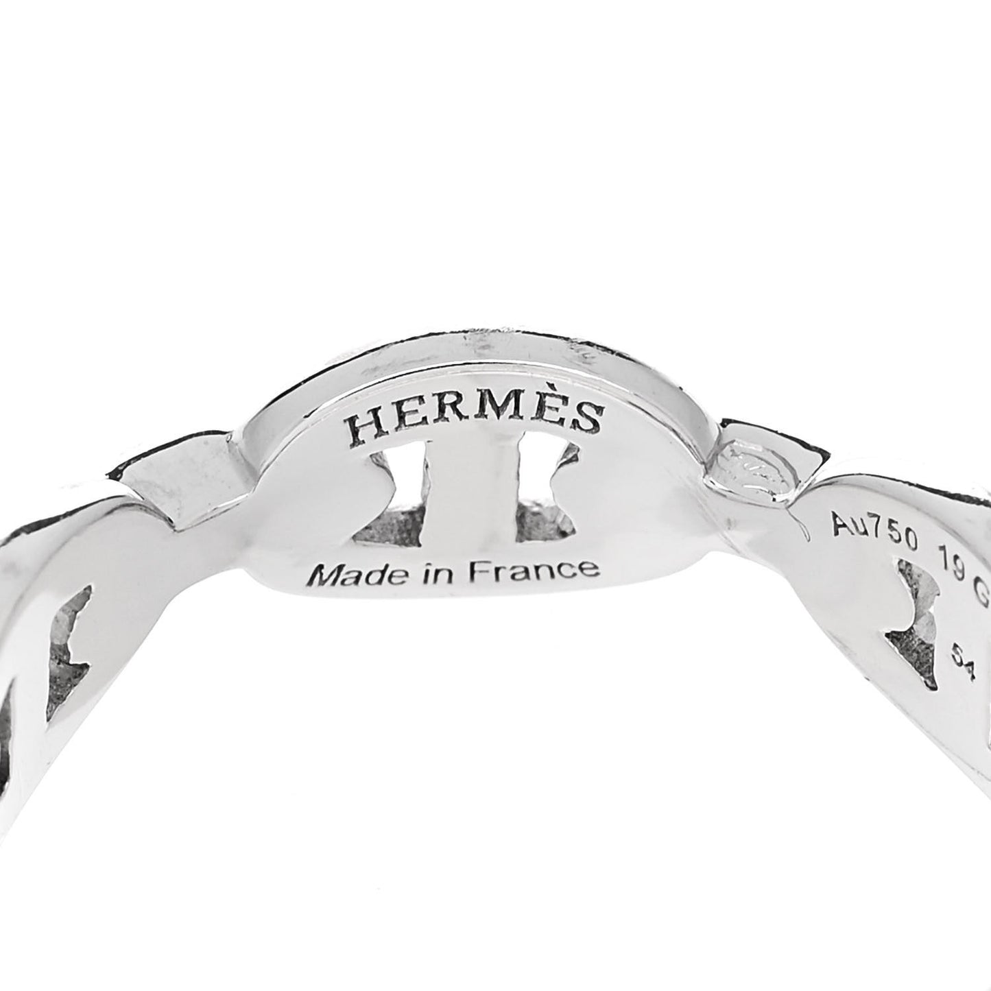 18K White Gold PM Chaine d'Ancre Enchainee Band Ring 54 6.75
