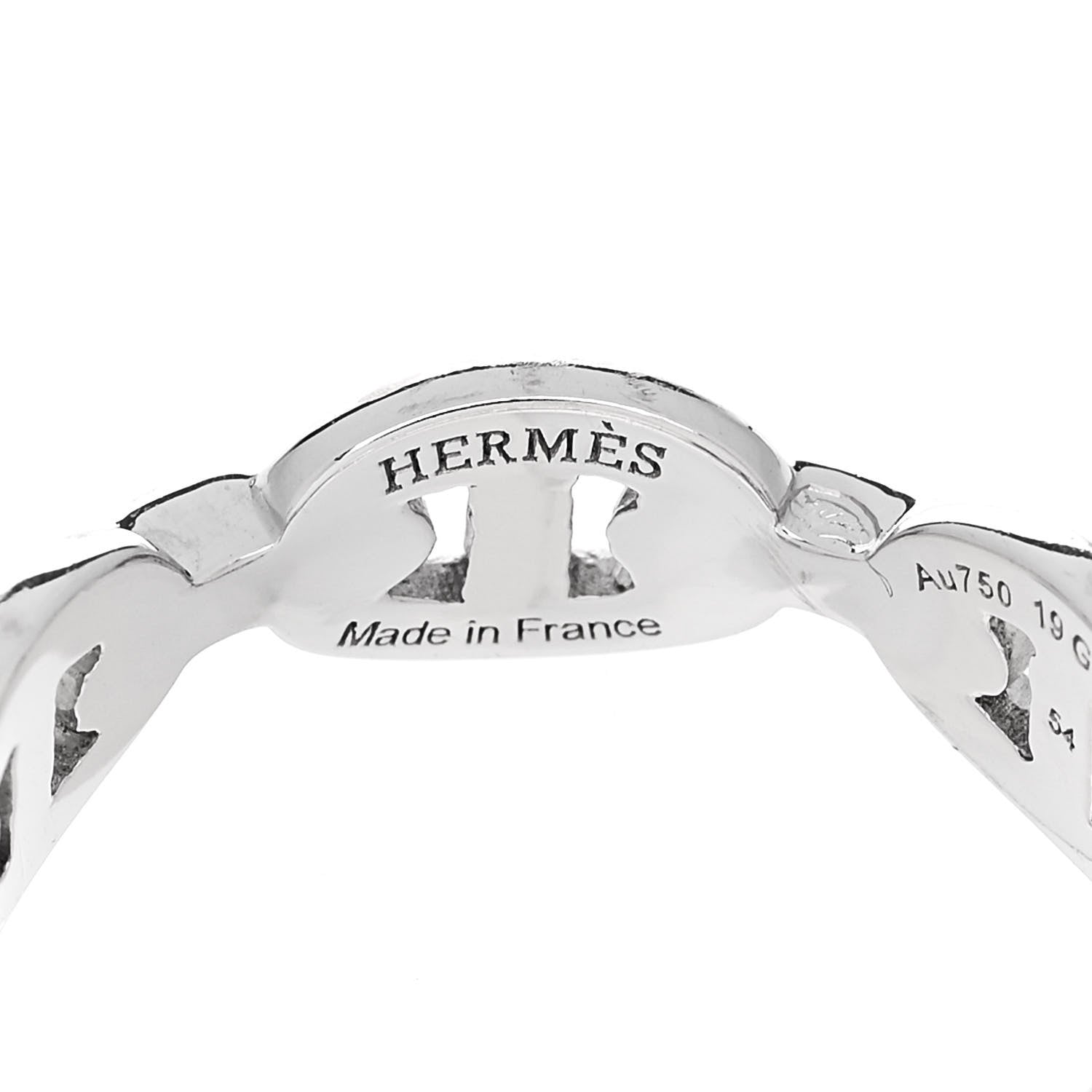 Hermes 18K White Gold PM Chaine d'Ancre Enchainee Band Ring 54 6.75 4 of 6