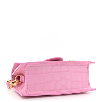 Jacquemus Calfskin Crocodile Embossed Le Bambino Pink 4 of 15