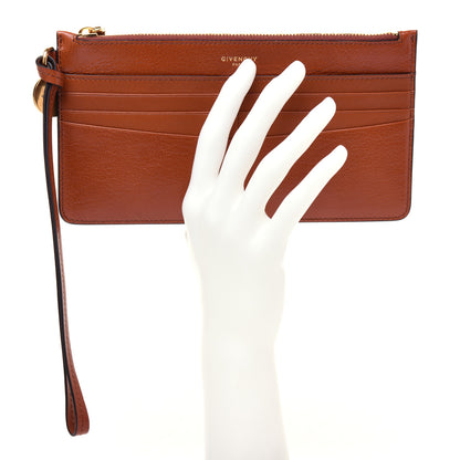 Givenchy Goatskin GV3 Wristlet Zip Card Holder Chestnut 2 of 9
