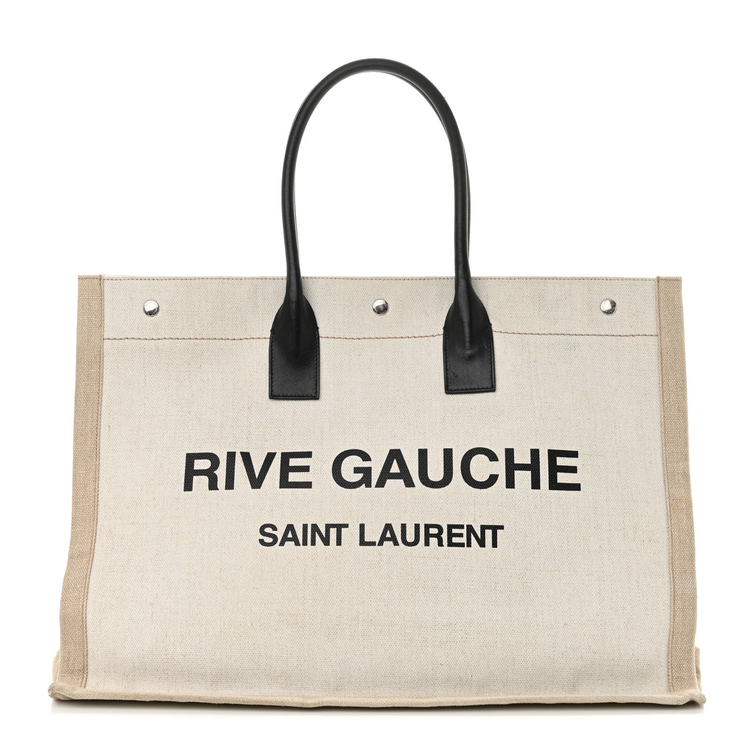 Saint Laurent Linen Calfskin Rive Gauche Tote Optic White 1 of 13