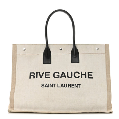 Saint Laurent Linen Calfskin Rive Gauche Tote Optic White 1 of 13