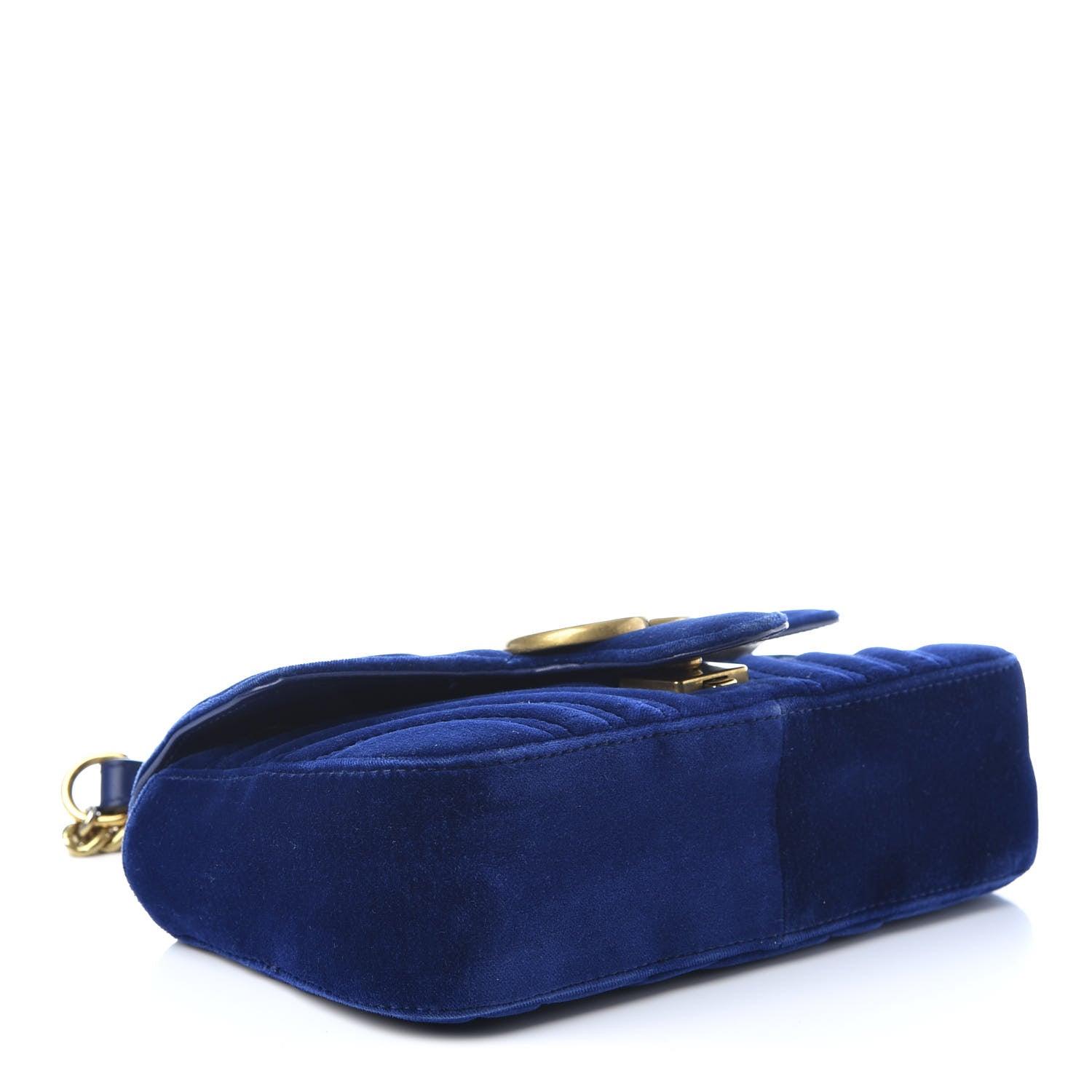 Gucci Velvet Matelasse Mini GG Marmont Shoulder Bag Cobalt Blue 5 of 10
