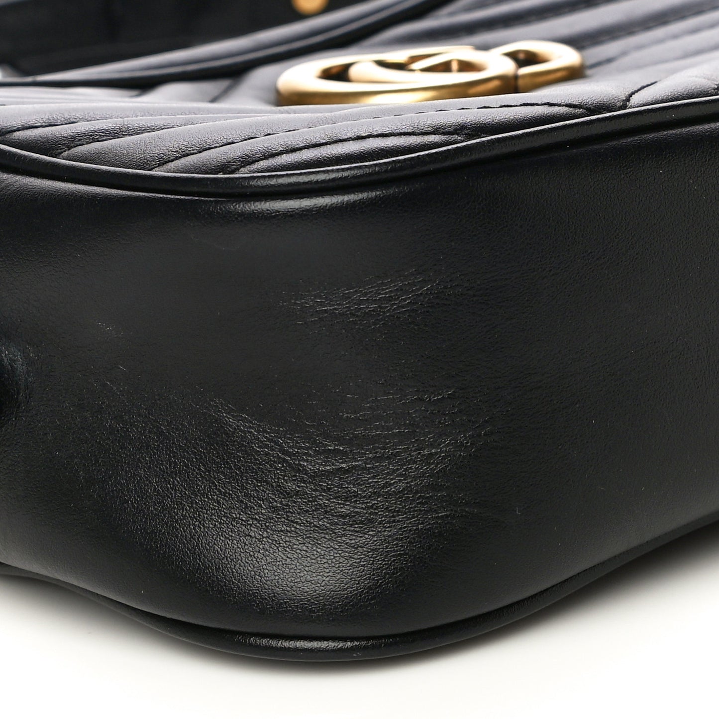 Calfskin Matelasse Small GG Marmont Chain Shoulder Bag Black